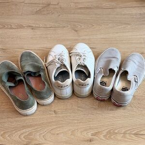 3x pairs of shoes, Toms, Veja, Vans - Women 7